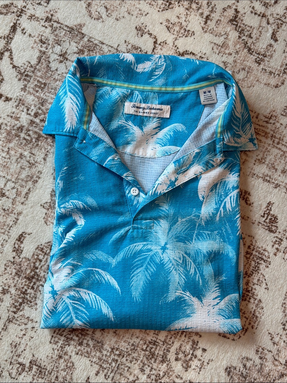 Tommy Bahama Turquoise Palm-Print Polo